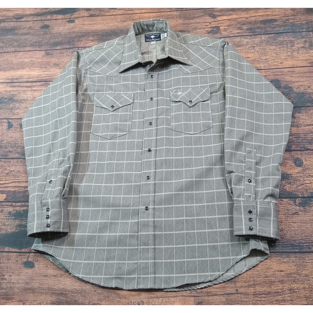 Flying R Ranchwear Pearl Snap Long Sleeve Vintage Shirt Men's XXL Made in USA‎